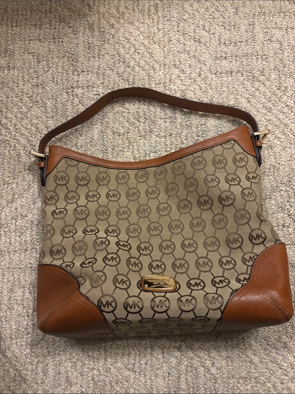 Vintage Michael Kors Brown Signature MK Logo Shoulder Bag